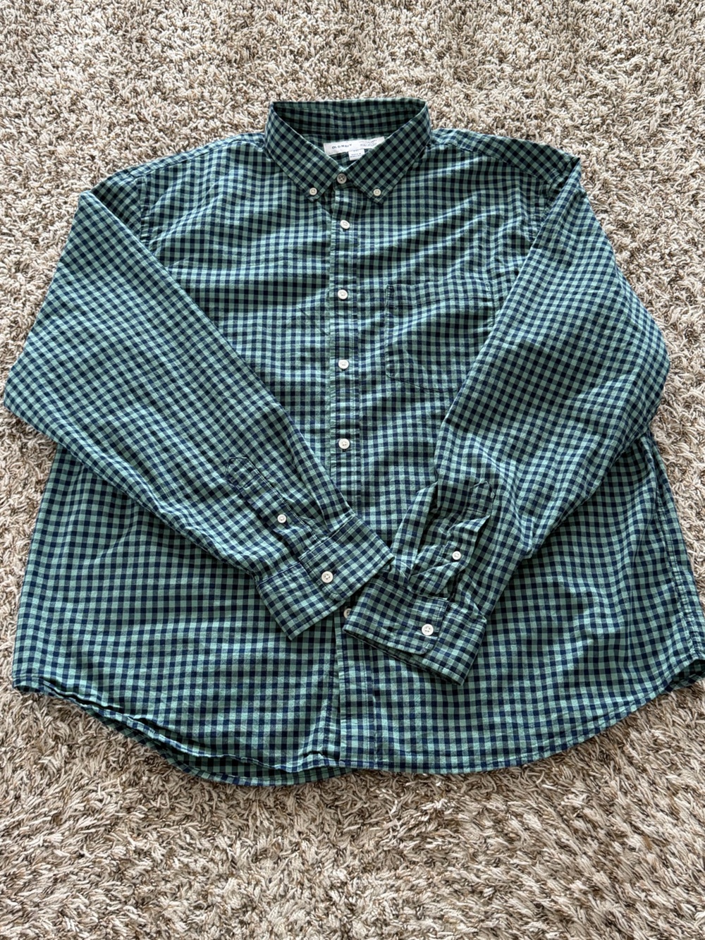 Old Navy Green and Blue Gingham Button-Down Shirt